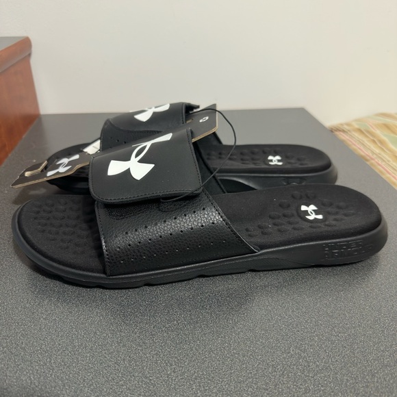 Under Armour Black and White Slide Sandals - Picture 5 of 7